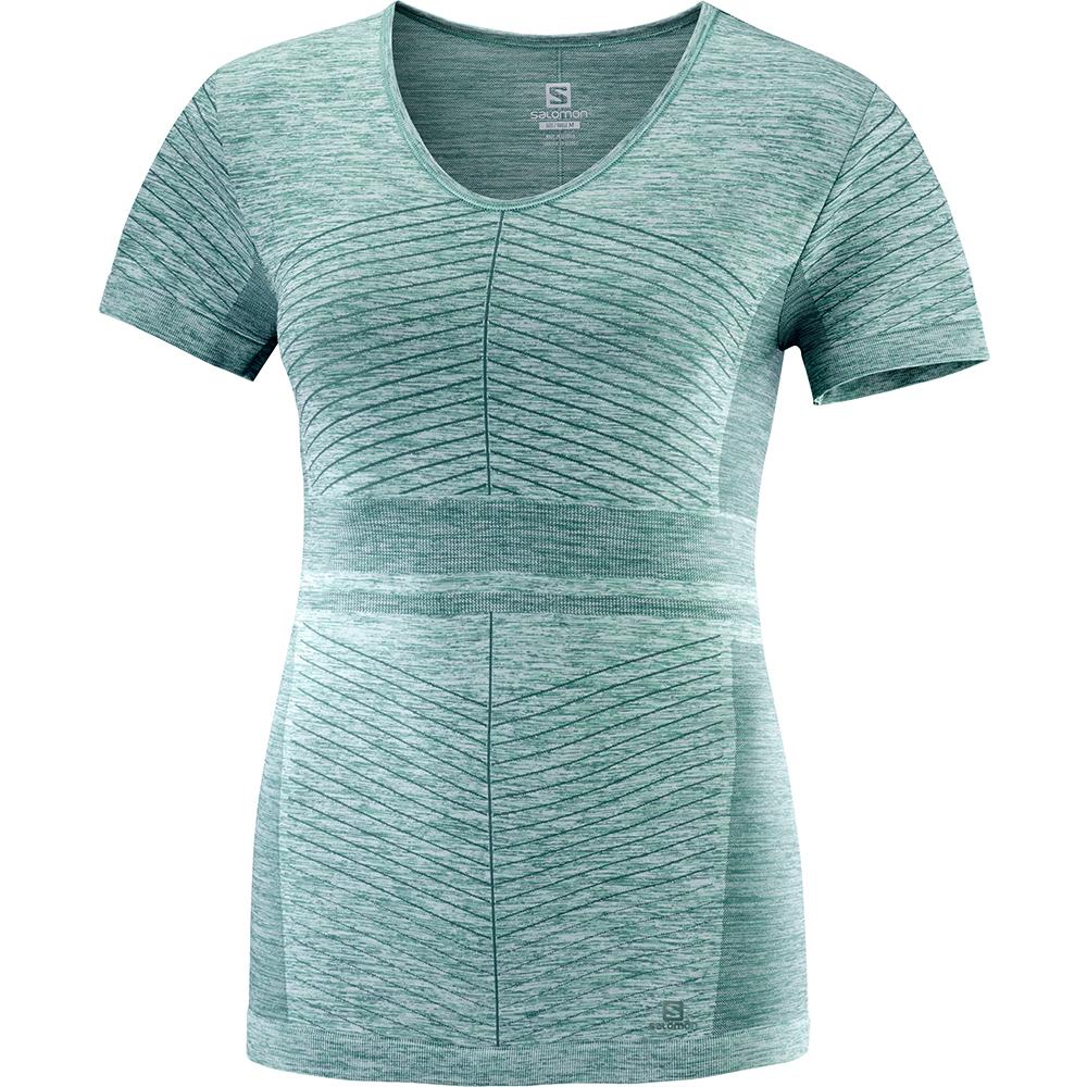 T-Shirts Salomon Femme Vert - Salomon ELEVATE MOVE'ON SS W - France (3765-HKNMQ)